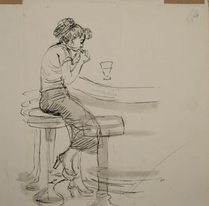 Image of Girl Seated at a Soda Fountain (recto); Another Study of the Same Girl (verso)