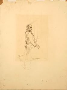 Image of Man Standing at a Door Behind a Sofa (recto); Girl Seen From the Back... (verso)