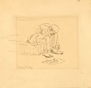 Image of Seated Man Tying His Shoe