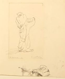 Image of Man Putting on His Coat (recto); Standing Man, in Profile to Left (verso)
