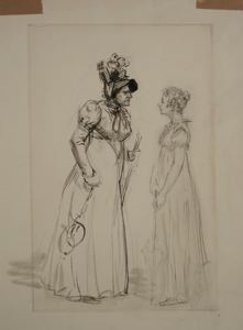 Image of Lady Catherine to Elizabeth Bennett, from Pride and Prejudice