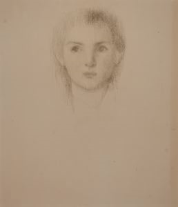 Image of Untitled (Charcoal Sketch of Girl's Head)