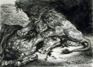 Image of Lion devorant un cheval (Lion Devouring a Horse )