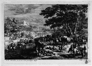 Image of Landscape with marching soldiers