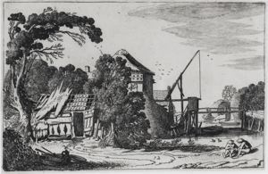Image of Farm Scene with River at Right
