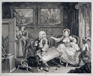Image of A Harlot's Progress, Plate 2:  The Harlot Deceiving Her Jewish Protector