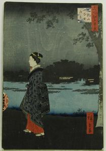 Image of Night Scene at Matsuchiyama, Sanya Canal from the series One Hundred Views of Edo