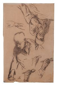 Image of Studies of a Man and Hands for "Harvesters Resting (Ruth and Boaz)" (recto); Study of Two Women for "The Potato Harvest" (verso)