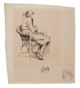 Image of Woman Seated in a Wicker Chair