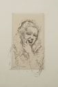 Image of Girl with Index Finger to the Corner of Her Mouth (recto); Two Figures (verso)