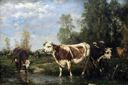 Image of Cows by a Stream