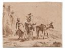 Image of Shepherd on a Donkey, a Shepherdess Next to Him